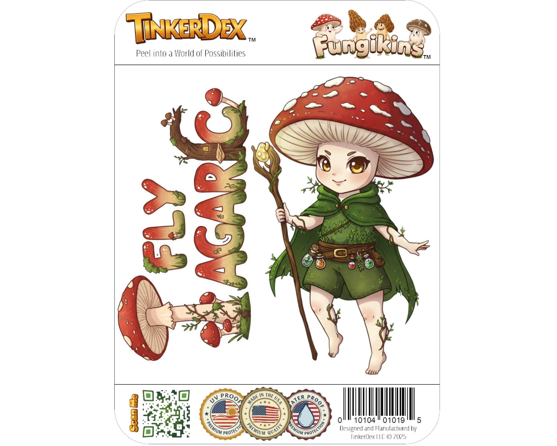 Fly Agaric Sticker and Magnet - the Forest Fey Fungikins™ – Whimsical Mushroom Art | Waterproof & UV-Proof - Sticker / Mini
