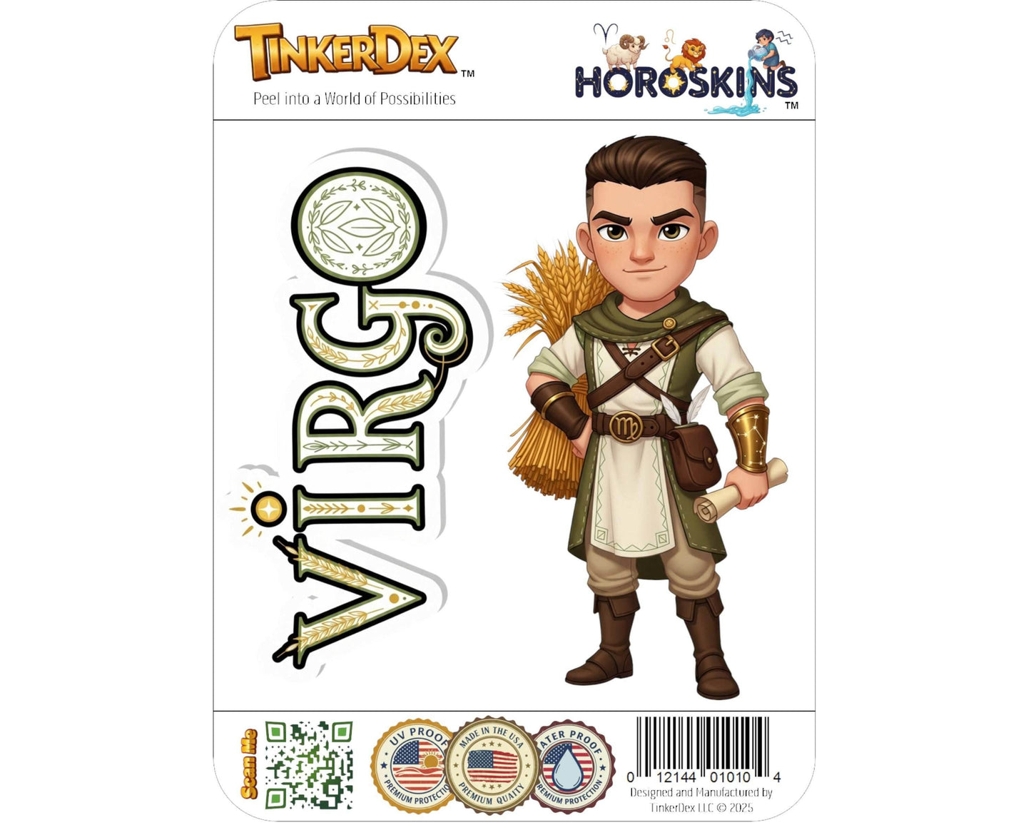 Virgo Sticker and Magnet - the Diligent Farmer Horoskins™ – Zodiac Earth Sign | Waterproof & UV-Proof - Sticker / Mini