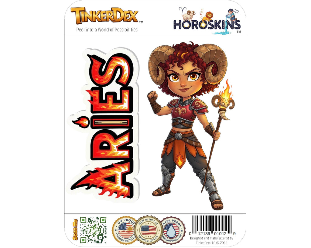 Aries Sticker and Magnet - Fire-Hearted Ram Horoskins™ – Zodiac Fire Sign | Waterproof & UV-Proof - Sticker / Mini
