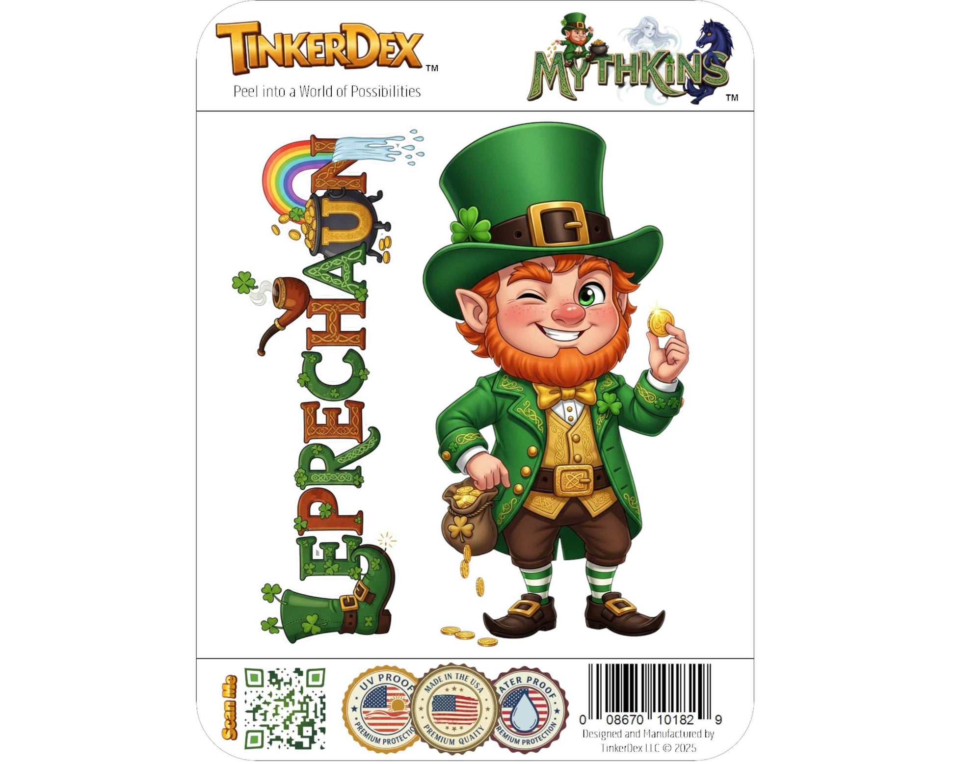 Leprechaun Sticker and Magnet - Guardian of the Gold Mythkins™ – Irish Folklore Fairy | Waterproof & UV-Proof - Sticker / Mini