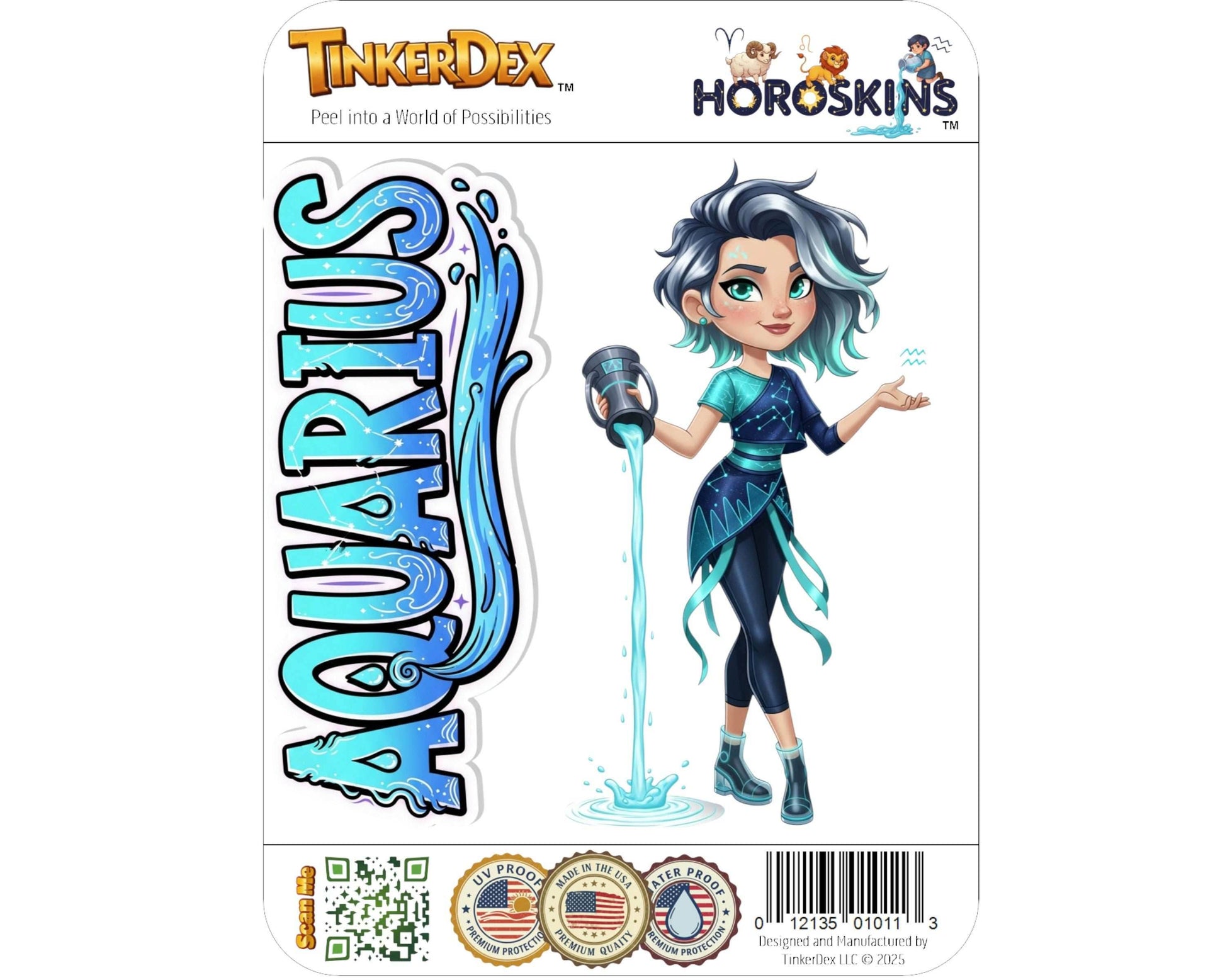 Aquarius Sticker and Magnet - the Star-Pourer Horoskins™ – Zodiac Air Sign | Waterproof & UV-Proof - Sticker / Mini