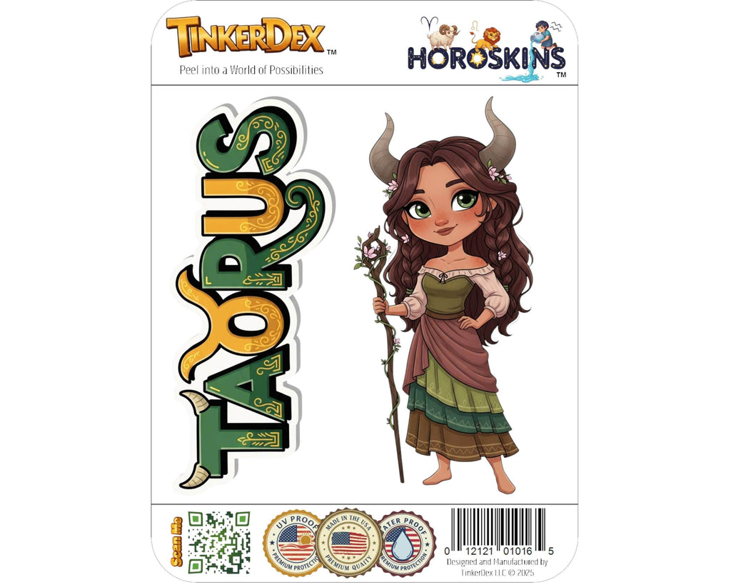 Taurus Sticker and Magnet - the Celestial Bull Horoskins™ – Zodiac Earth Sign | Waterproof & UV-Proof - Sticker / Mini