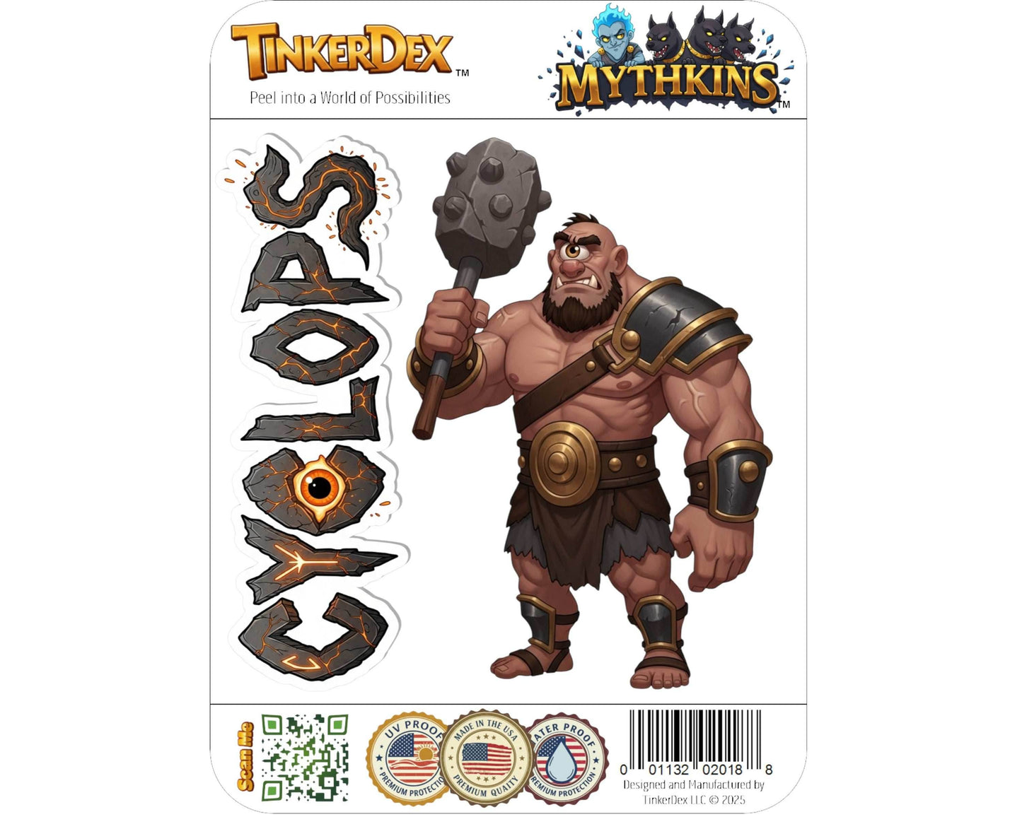 Cyclops Sticker and Magnet - the Elder Smith Mythkins™ – Greek Mythical Giant | Waterproof & UV-Proof - Sticker / Mini