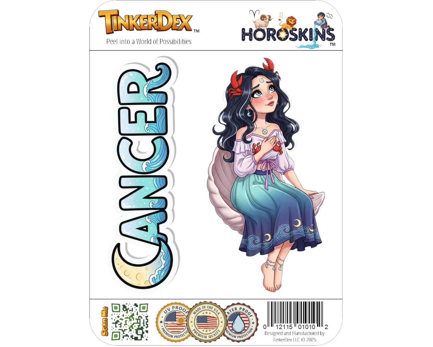 Cancer Sticker and Magnet - the Celestial Crab Horoskins™ – Zodiac Water Sign | Waterproof & UV-Proof - Sticker / Mini