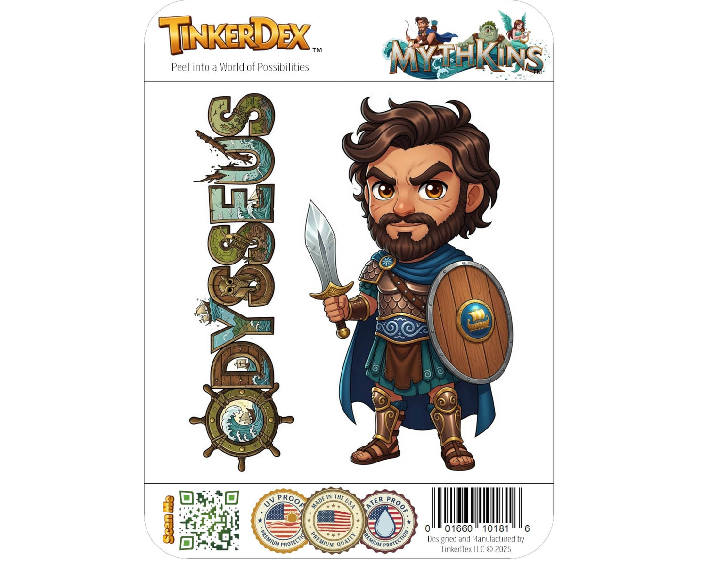 Odysseus Sticker and Magnet - Polymetis Mythkins™ – Cunning Hero of the Odyssey | Waterproof & UV-Proof - Sticker / Mini