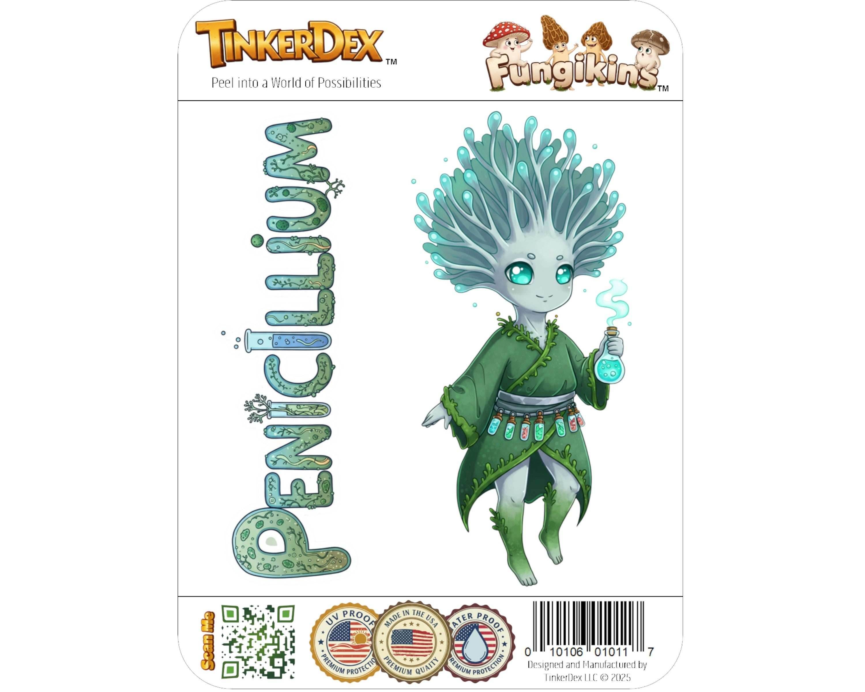 Penicillium Sticker and Magnet - Tiny Alchemist Fungikins™ – Scientific Mold Art | Waterproof & UV-Proof - Sticker / Mini