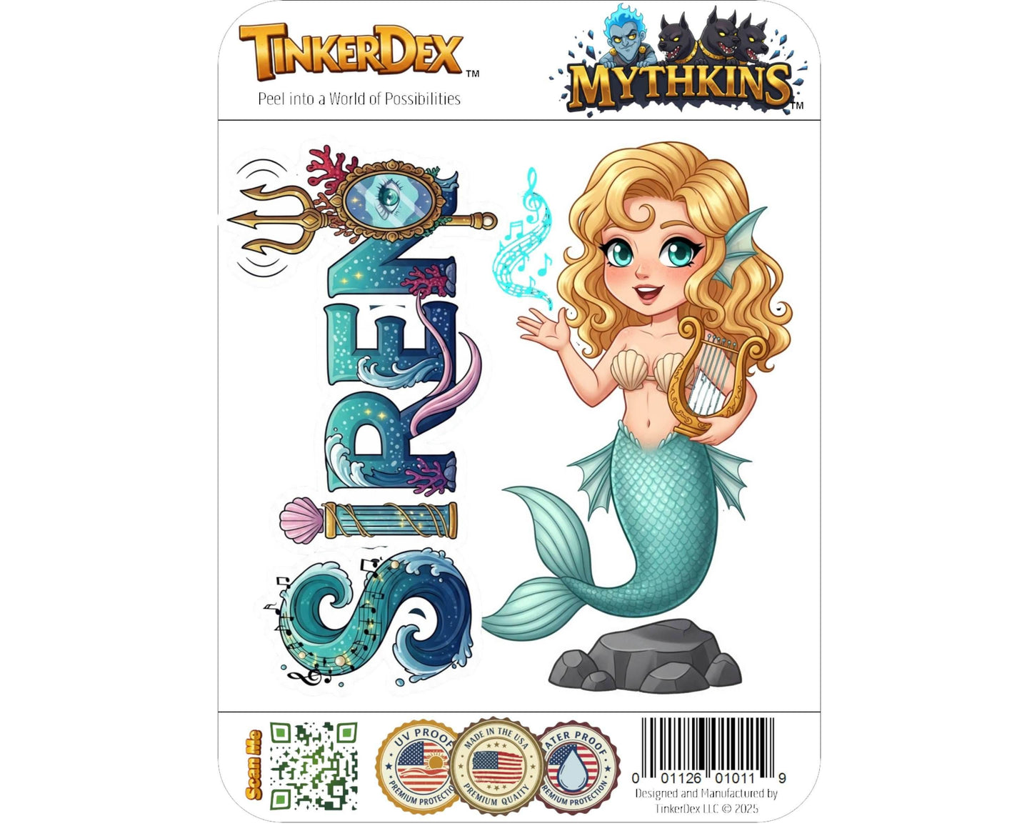 Siren Sticker and Magnet - Enchanter of the Seas Mythkins™ – Mythical Sea Creature | Waterproof & UV-Proof - Sticker / Mini