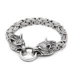 Vikings Wolf Head King's Chain Stainless Steel Bracelet - 19CM / 7.4 Inches