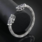 Vikings Geri & Freki Bangle Bracelet - Silver Plated