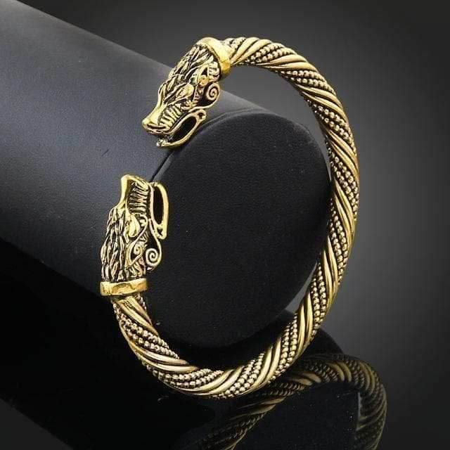 Vikings Geri & Freki Bangle Bracelet - Silver Plated