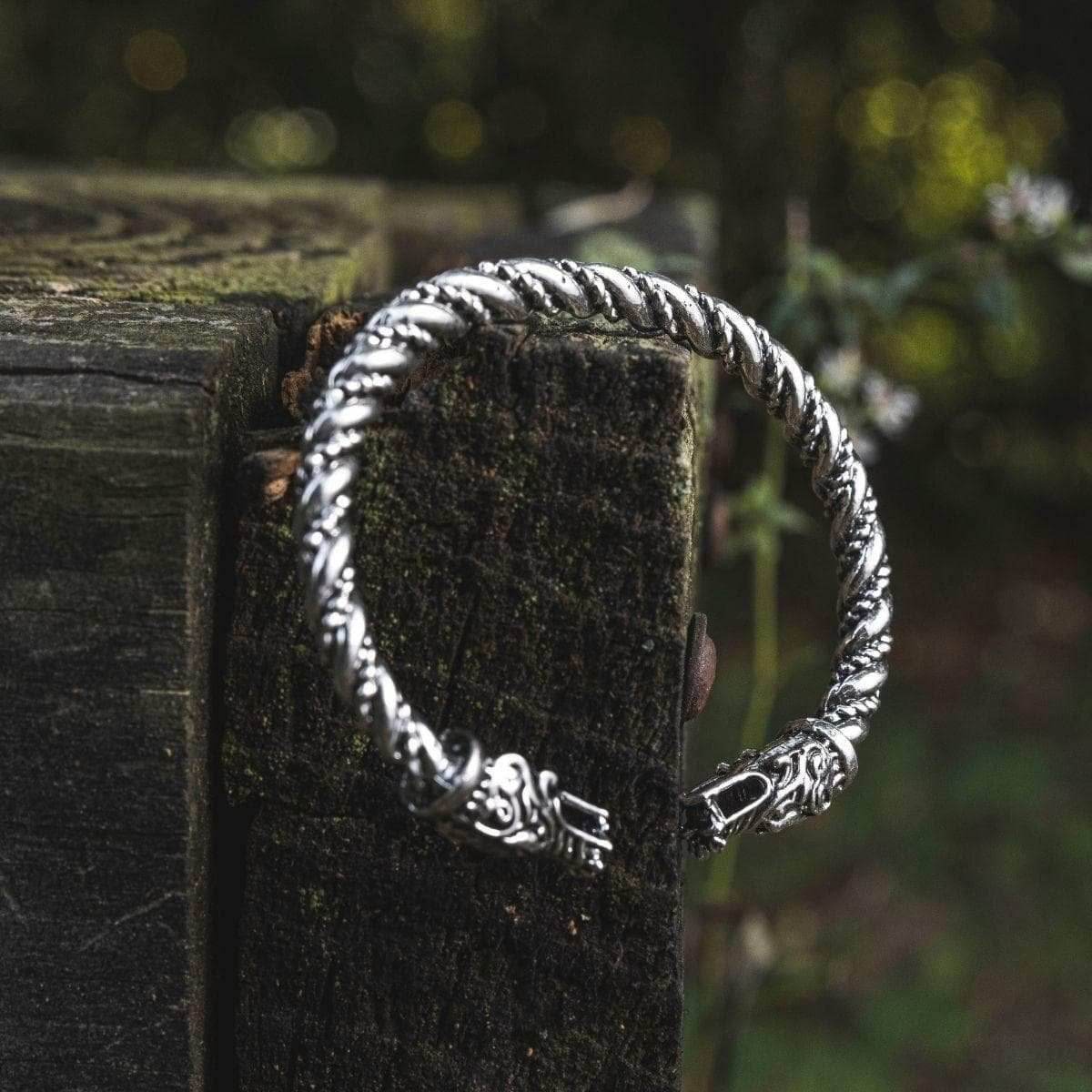 Vikings Geri & Freki Bangle Bracelet - Silver Plated
