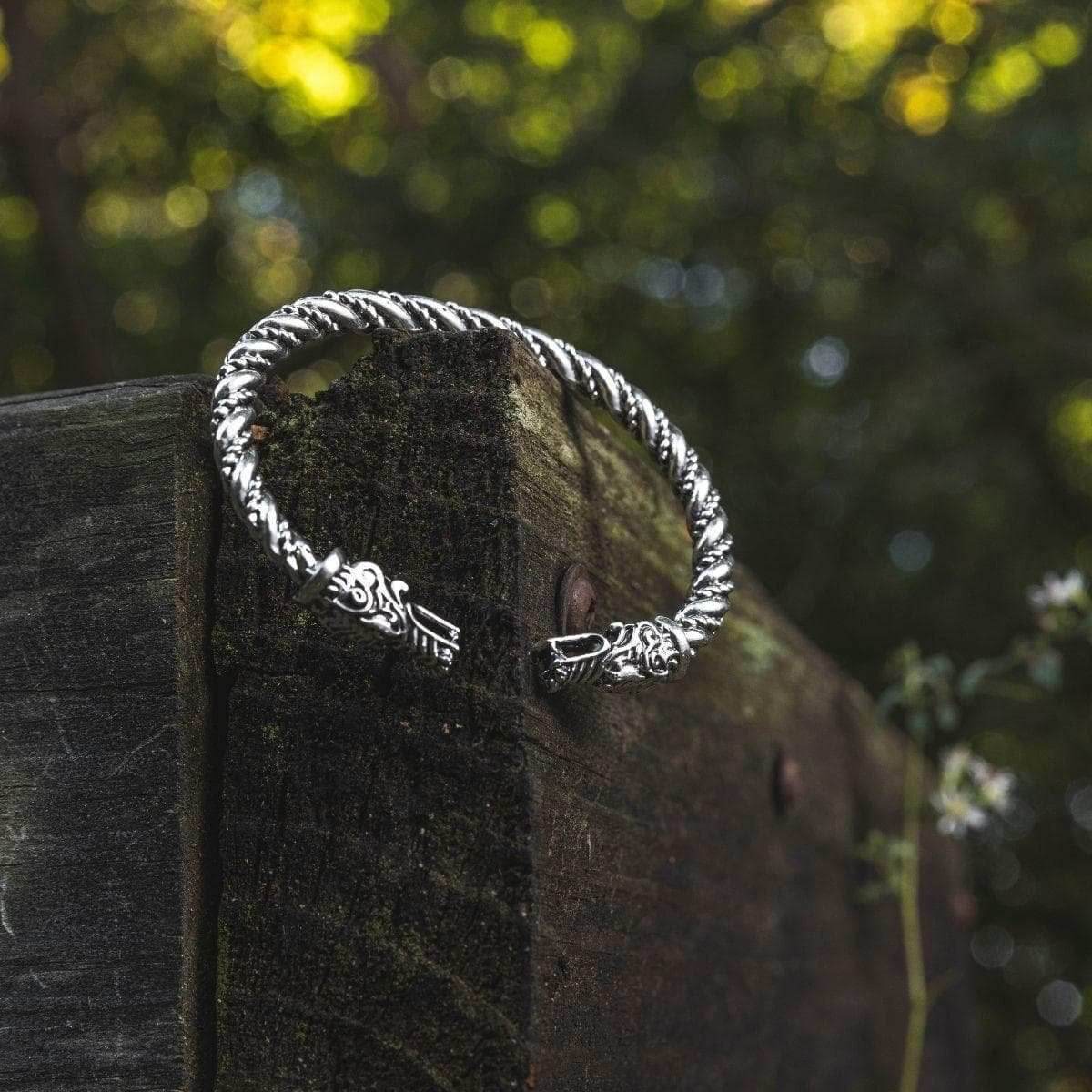 Vikings Geri & Freki Bangle Bracelet - Silver Plated