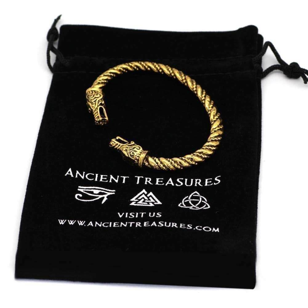 Vikings Geri & Freki Bangle Bracelet - Gold Plated