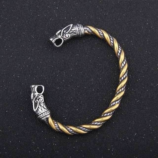 Viking Stainless Steel Oath Arm Ring - Golden