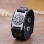 Vikings Valknut Leather Arm Cuff - Black