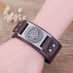 Vikings Valknut Leather Arm Cuff - Black
