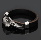 Vikings Raven Skull Leather Bracelet - 