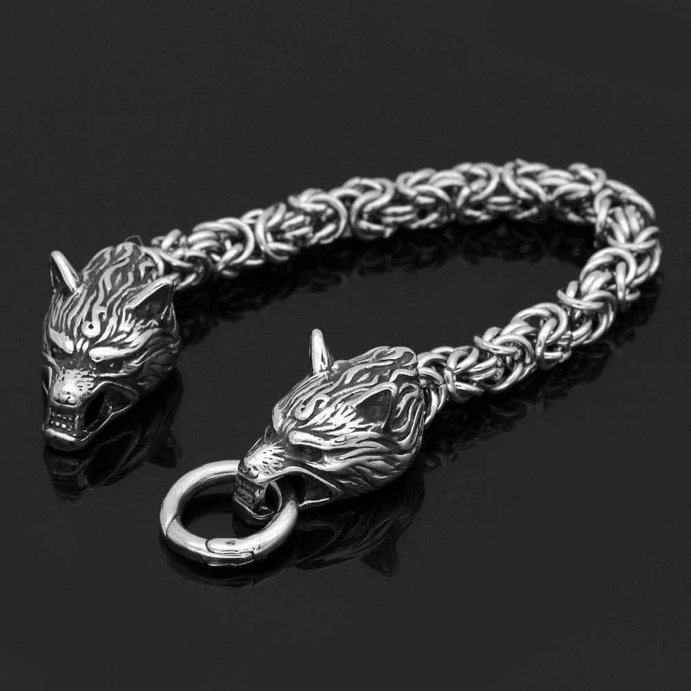Vikings Wolf Head King's Chain Stainless Steel Bracelet - 17 CM / 6.7 IN