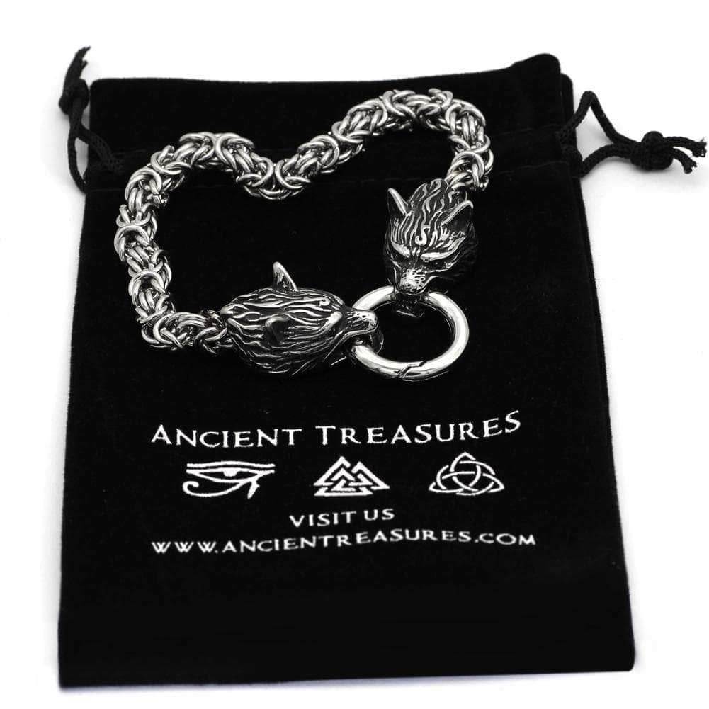 Vikings Wolf Head King's Chain Stainless Steel Bracelet - 17 CM / 6.7 IN