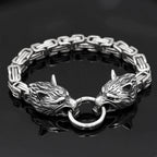 Vikings Wolf Head King's Chain Stainless Steel Bracelet - 19CM / 7.4 Inches