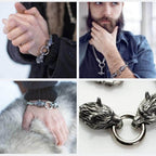 Vikings Wolf Head King's Chain Stainless Steel Bracelet - 19CM / 7.4 Inches