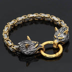 Vikings Wolf Head Stainless Steel Bracelet - 19CM / 7.4 Inches