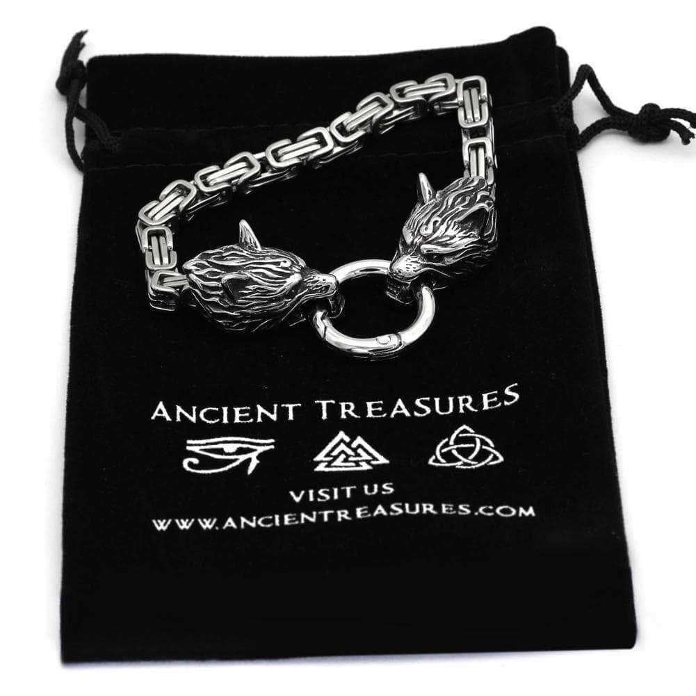 Vikings Wolf Head King's Chain Stainless Steel Bracelet - 19CM / 7.4 Inches