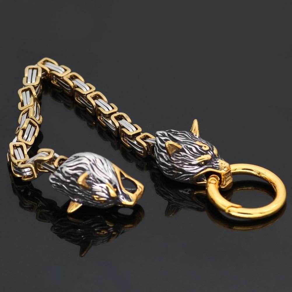Vikings Wolf Head Stainless Steel Bracelet - 19CM / 7.4 Inches