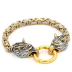 Vikings Wolf Head Stainless Steel Bracelet - 19CM / 7.4 Inches