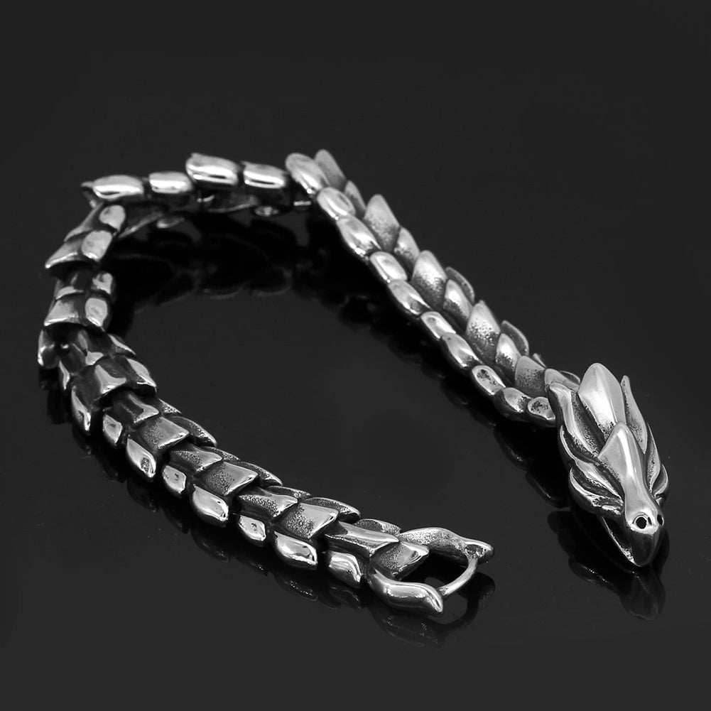 Vikings Dragon Head Stainless Steel Bracelet - 19 cm