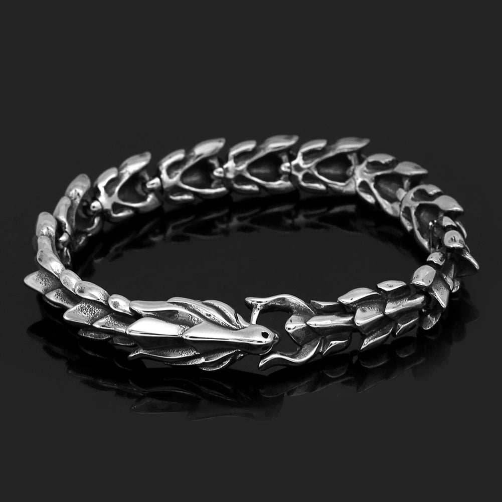 Vikings Dragon Head Stainless Steel Bracelet - 19 cm