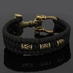 Vikings Mjolnir Stainless Steel Black Paracord Bracelet - 19cm / 7.5in