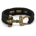 Vikings Mjolnir Stainless Steel Black Paracord Bracelet - 19cm / 7.5in