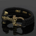 Vikings Mjolnir Stainless Steel Black Paracord Bracelet - 19cm / 7.5in