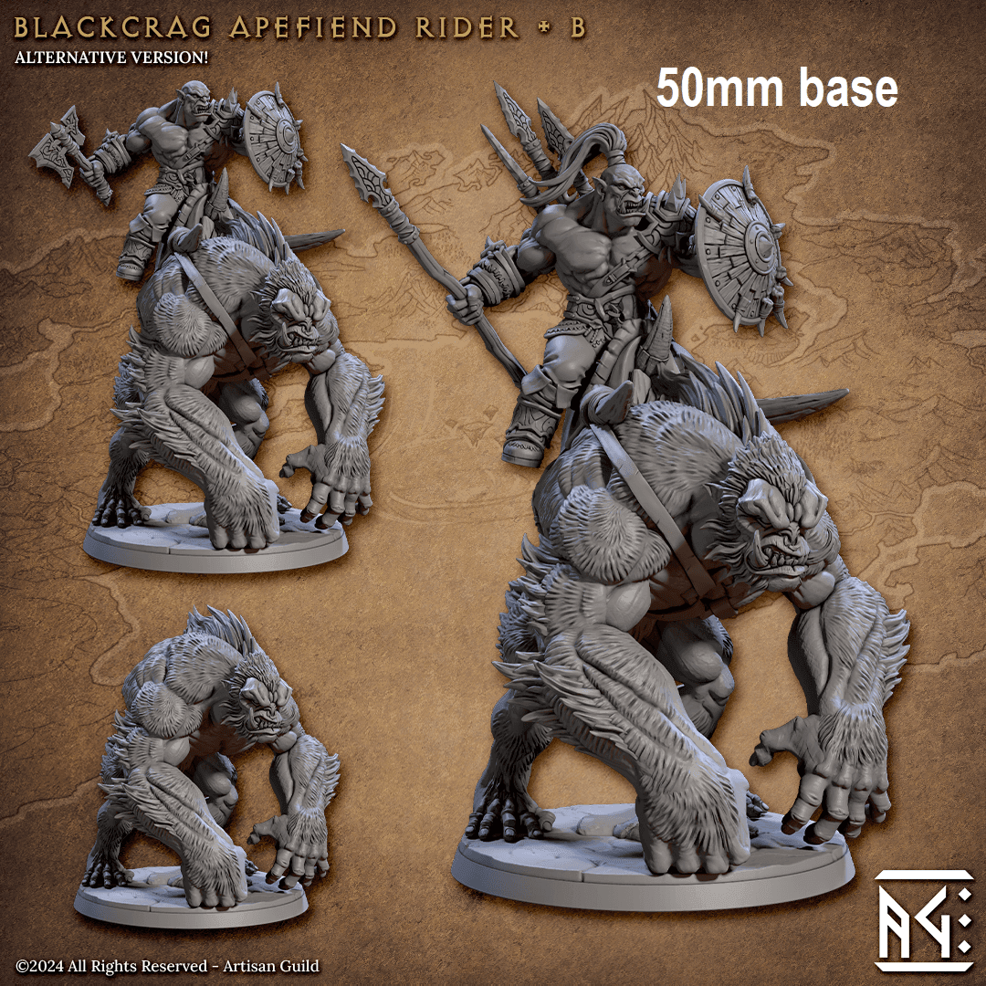 Blackcrag Apefiend Rider (Sculpt B) - With Hair / Spear