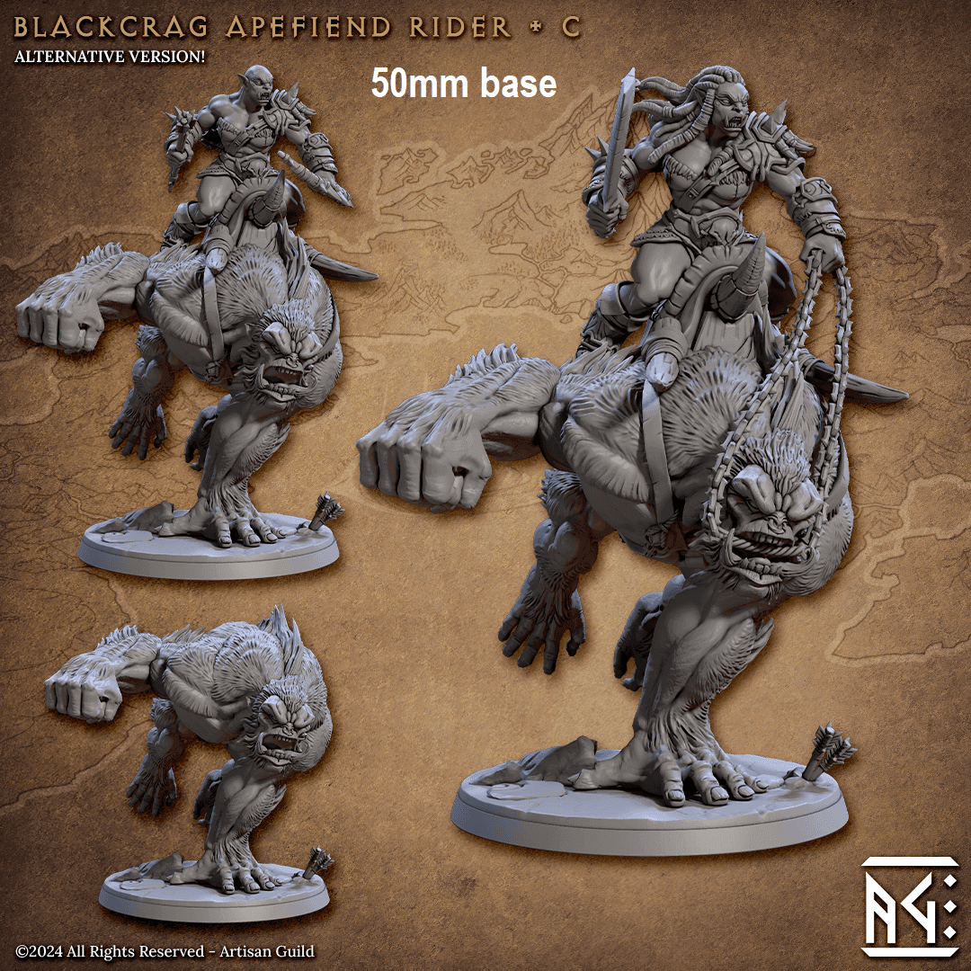 Blackcrag Apefiend Rider (Sculpt C) - With Hair / Chain Bridle / Swor