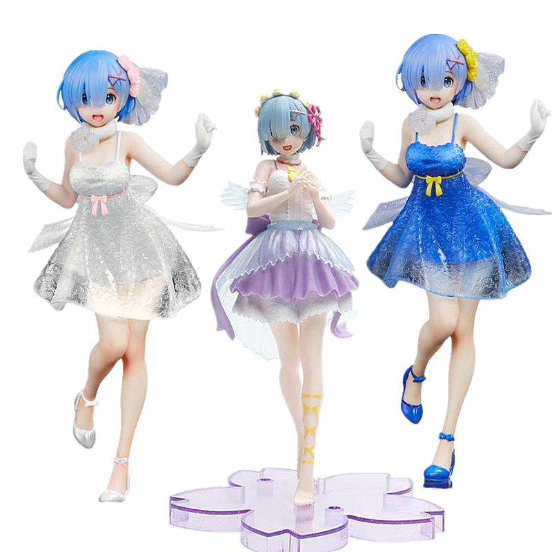 Brand New Anime Rem: A Life In Another World From Scratch Rem Wedding Dress Crystal Girl Doll PVC Movable Doll Collectible Toy