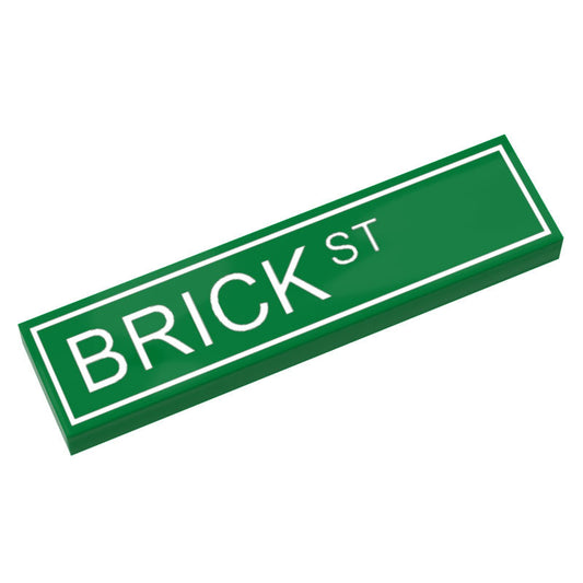 Brick St. Street Sign made with LEGO part (1x4 Tile) - B3 Customs