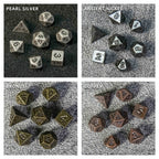 Bronze Emerald Dragon Eye Hollow Metal Dice Keychain + 7 Mini Metal DND Dice Set