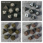 Bronze Metal Hollow D20 Bullet Dice Cage Pendant + 7 Mini RPG Dice Set