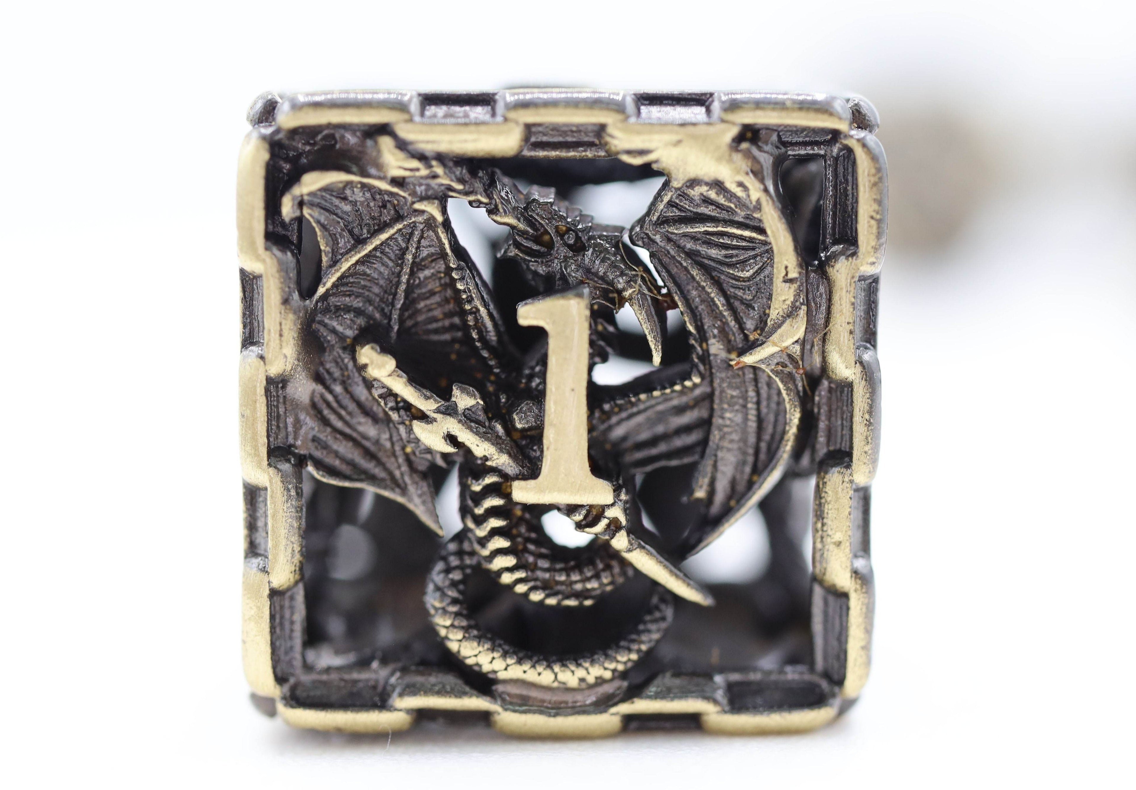 Chained Dragon: Bronze - Hollow Metal RPG Dice Set - 