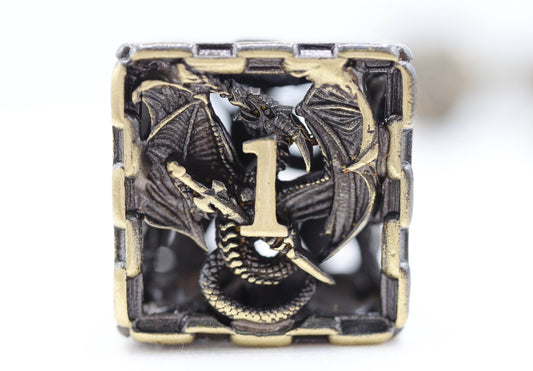 Chained Dragon: Bronze - Hollow Metal RPG Dice Set - 