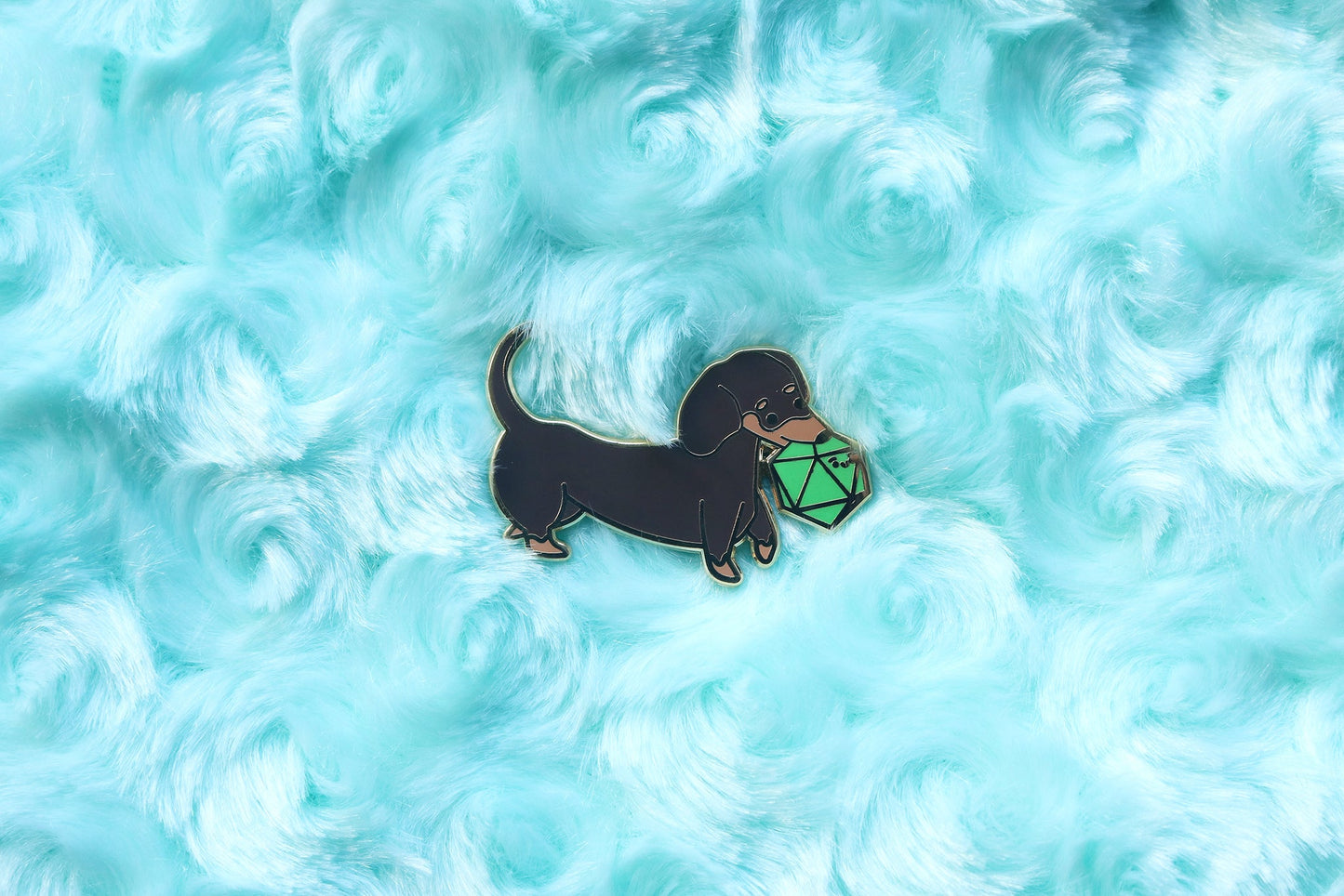 Short Haired Dachshund D20 Dice Buddy Enamel Pin