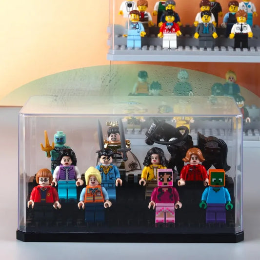 Building Blocks Mini Figure Display Cabinet Compatible with Lego Stackable without Assembling a Clear Dust Case