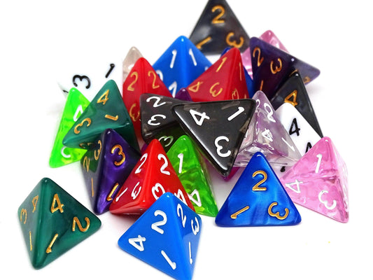 Bulk 4 Sided Dice | 25 Count | Assorted | Multi Colored | D4s - 