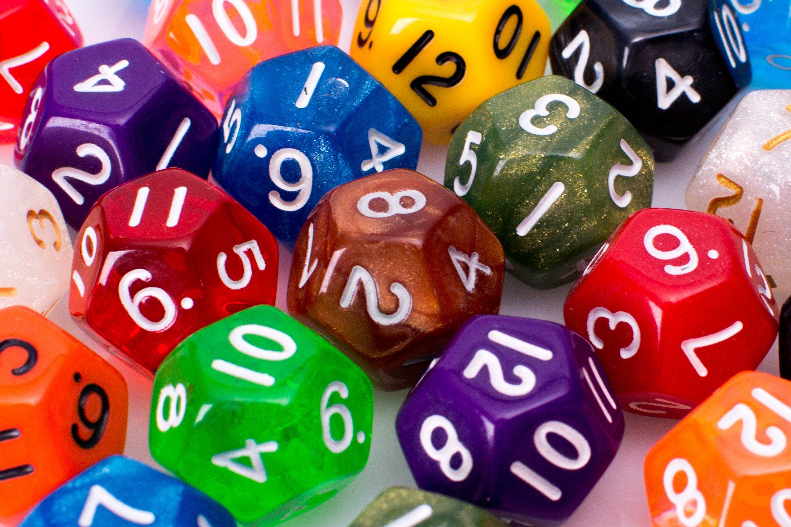 12 Sided Dice | 25 Count Assorted | Multi Colored D12s - 