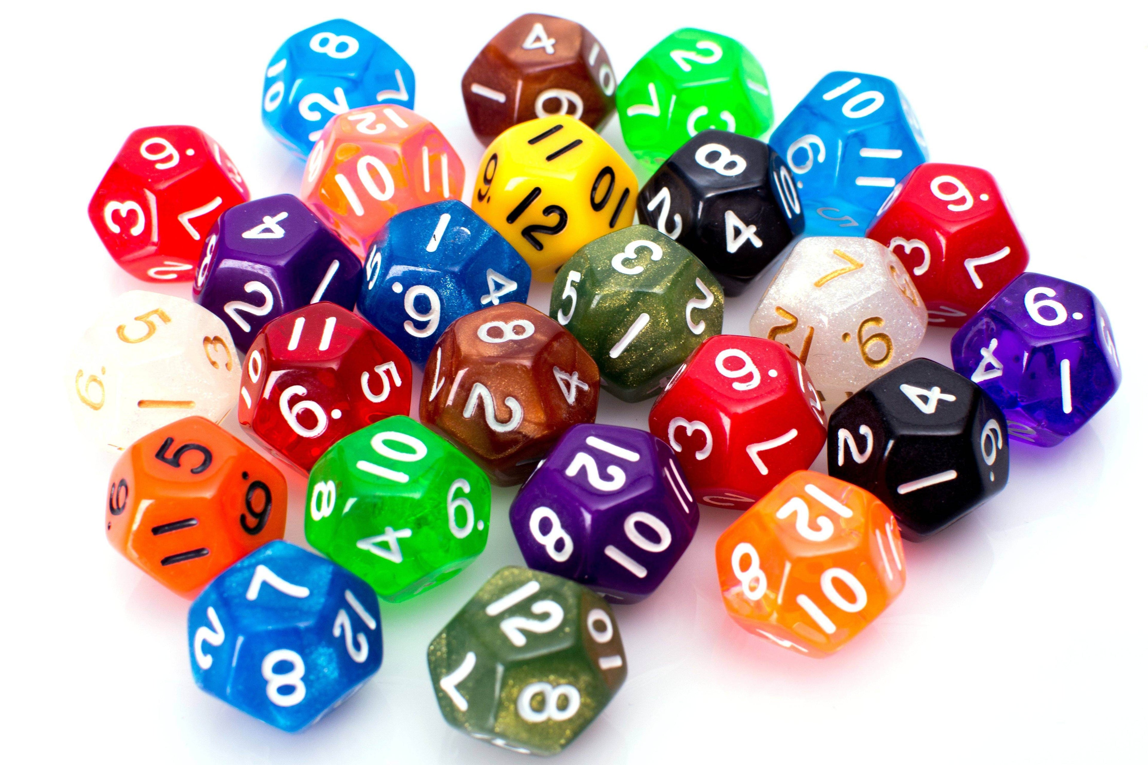 12 Sided Dice | 25 Count Assorted | Multi Colored D12s - 