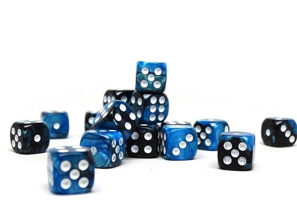12mm D6 Dice - Black Ice - 25 Count Bag - 