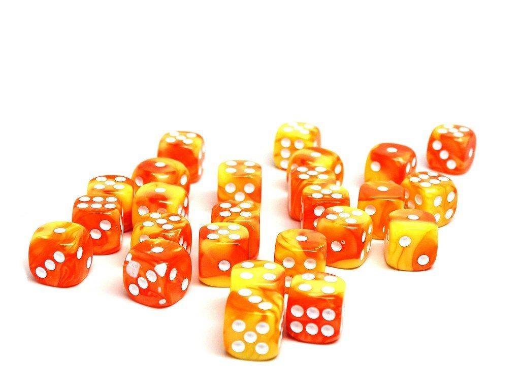 12mm D6 Dice - Blazing Sun - 25 Count Bag - 