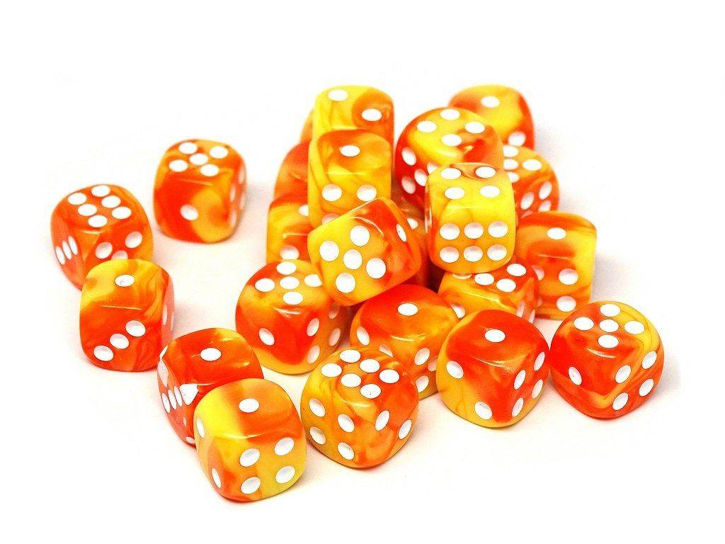 12mm D6 Dice - Blazing Sun - 25 Count Bag - 